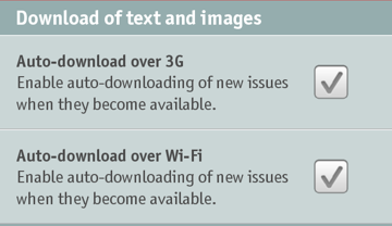 The Economist app's settings for managing what content is downloaded over which connection